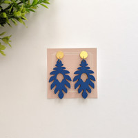 The Athena Wood Earrings - Blue