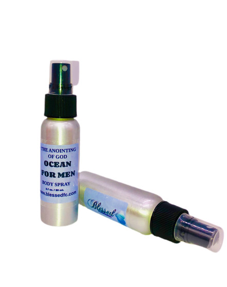 Ocean Our Version of CoolWater  Body Spray 

This is a men's aromatic aquatic cologne with aromatic, fresh spicy, marine, green and woody main accords. This scent has sea water, lavender, mint green notes, rosemary, calone and coriander top notes. The middle notes are composed of sandal wood, jasmine, geranium, and neroli while the base notes include musk, vetiver, cedar, to tobacco, and amber. This fragrance is suitable for summer day wear and has great silage and longevity. 

1 - 2.7 oz. Spray Bottle

Alcohol Free

Long Lasting

Dry Oil Body Spray

These are Designer Scented Anointing Oils and all orders come with Prayers.

Please be sure to request your 2 Free Samples. Tell me which 2 you would like in the Message Box at checkout.
Buy 2 Get 1 Free