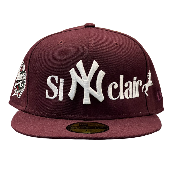 Sinclair New Era New York Yankees 1998 World Series Patch Fitted Hat Burgundy