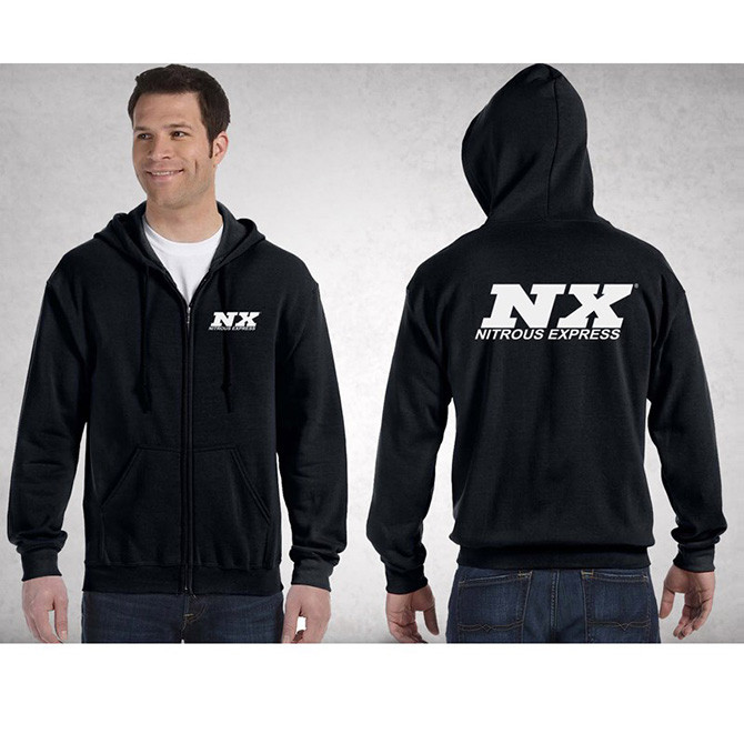 NX Black Zip Up Hoodie/Jacket with White Logo - Nitrous Express