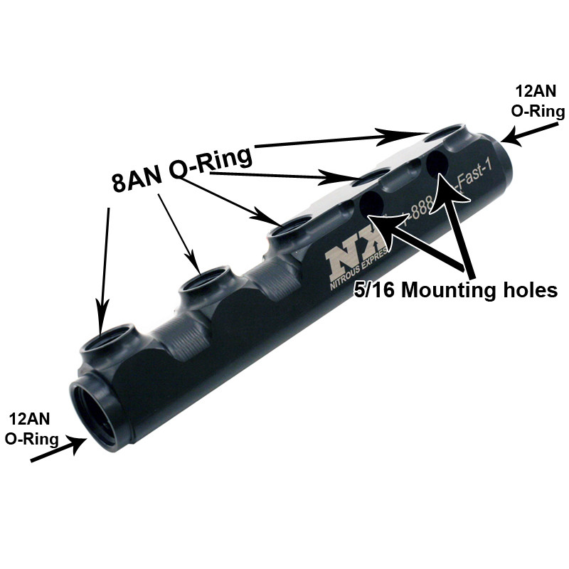 Fuel Log, 5 Port, W/O Fittings - Nitrous Express and Snow Performance