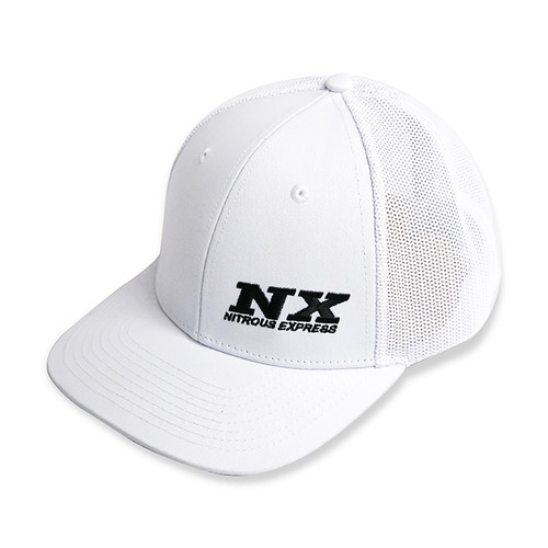 NX White Mesh Flat Bill Cap (S/M, Embroidered Logo)