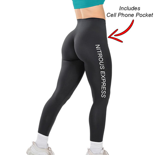 Womens Black Leggings With White Logo