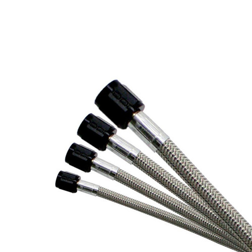 8AN (18in) Stainless Steel Braided Hose (Black Ends)
