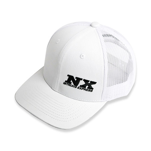 NX White Mesh Flat Bill Cap (L/XL, Embroidered Logo) - Nitrous