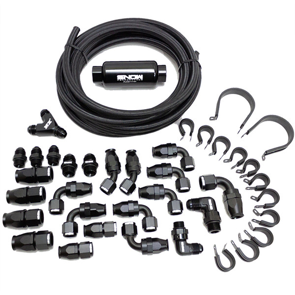-10 Black Nylon Braided Stainless Fuel Line Kit