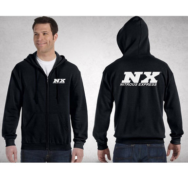 NX Black Zip Up Hoodie/Jacket with White Logo - Nitrous Express