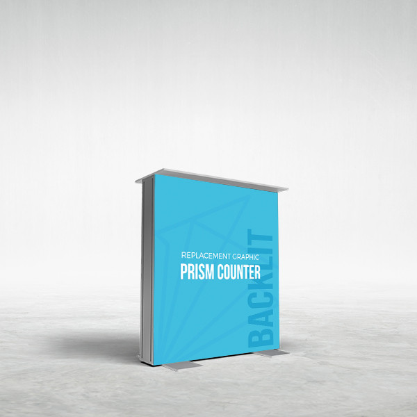 prism portable backlit trade show counter replacement graphic