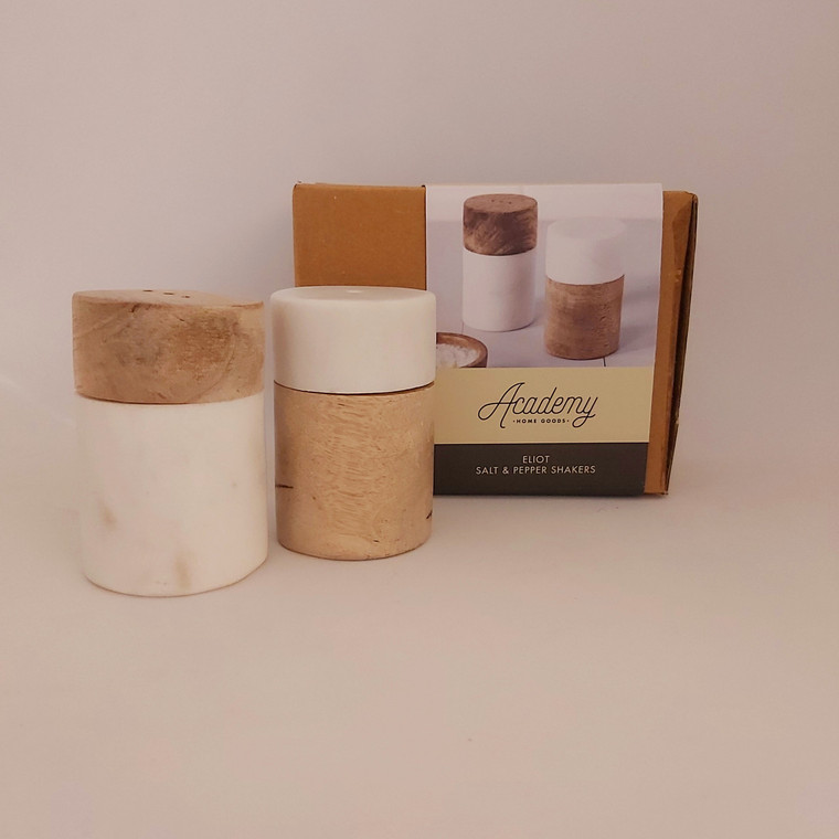 Academy Eliot Marble & Mango Wood Salt and Pepper Shakers