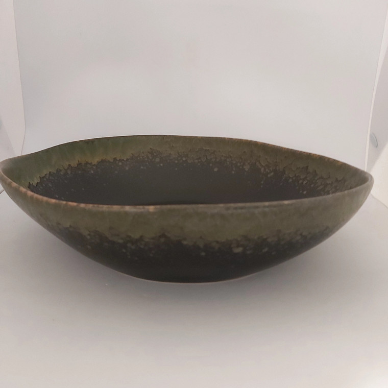 Amalfi Glazed Stoneware Bowl - Green/Bronze