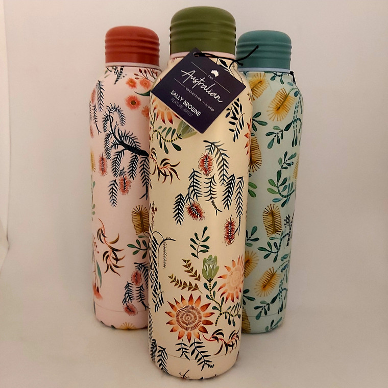 The Australian Collection - Sally Browne - Botanical Water Bottle - Mint, Pink, Sage