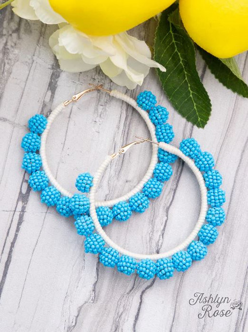 Dare to be Different Turquoise Bead Hoop Earrings