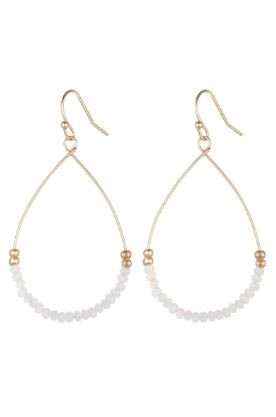 Giselle White Beaded Teardrop Earrings