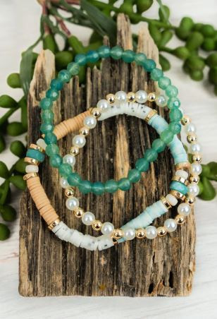 Mint Eviana Beaded Bracelet Set