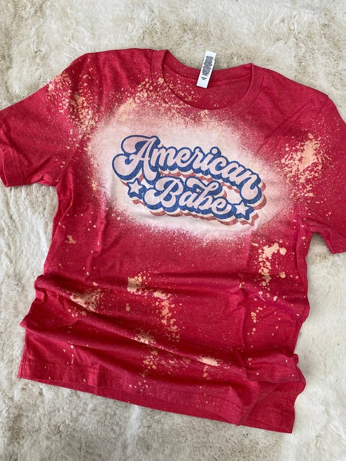 American Babe Red Bleached Tee