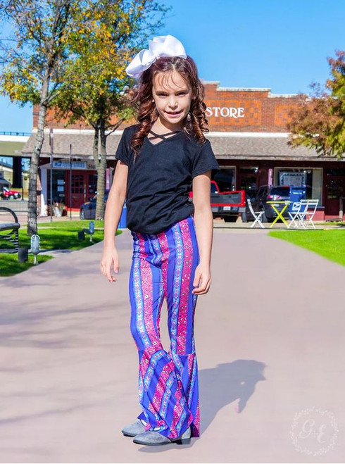 Girls' Banjo Babe Aztec & Leopard Flare Pants