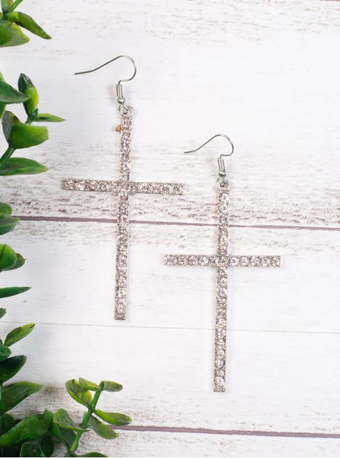 Cross My Heart Clear Earrings