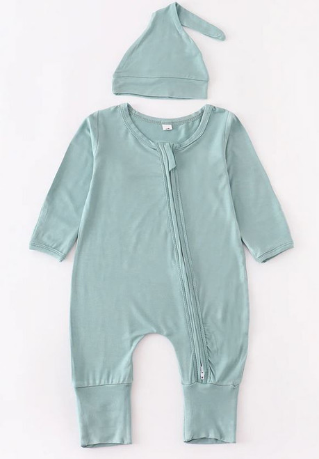 Infant Boys' Slate Blue Sleeper & Hat Set