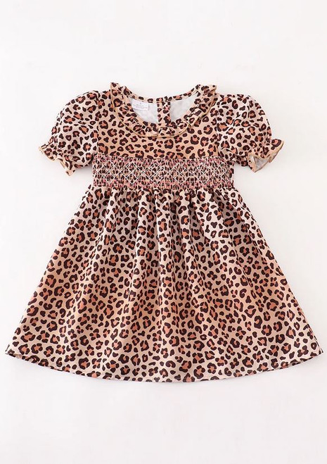 Girls' Leopard Smocked Dress