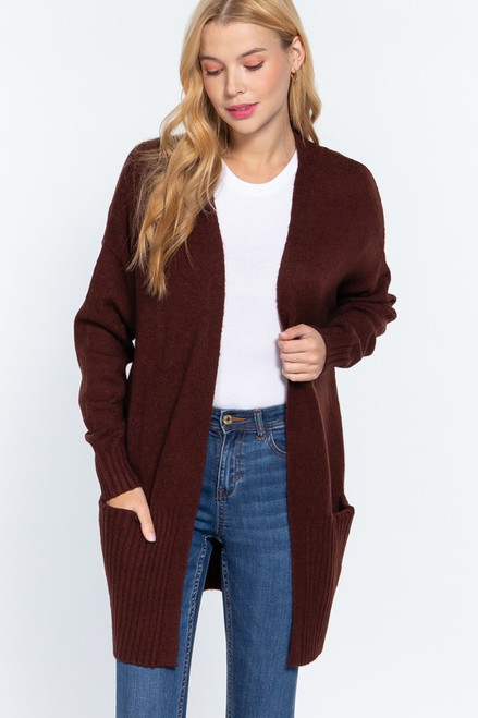 Sepia Ribbed Sweater Cardigan