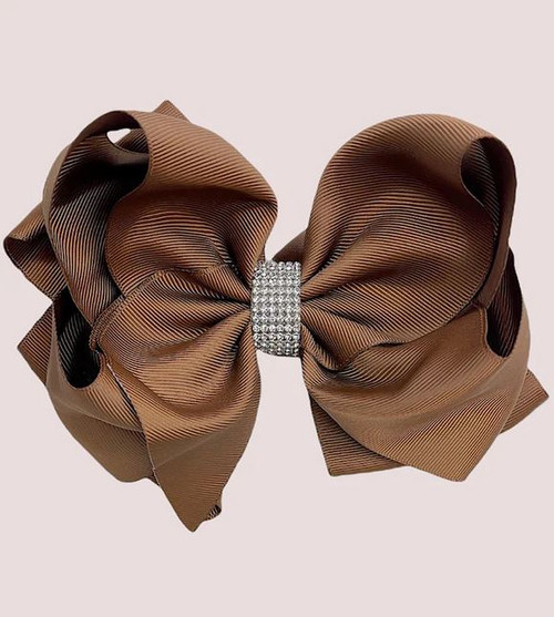 7.5" Brown Rhinestone Hairbow