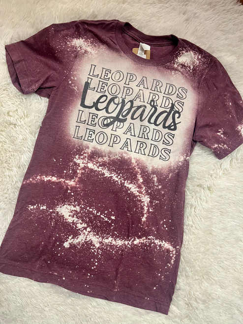 High Five Leopards Burgundy Bleached Tee
