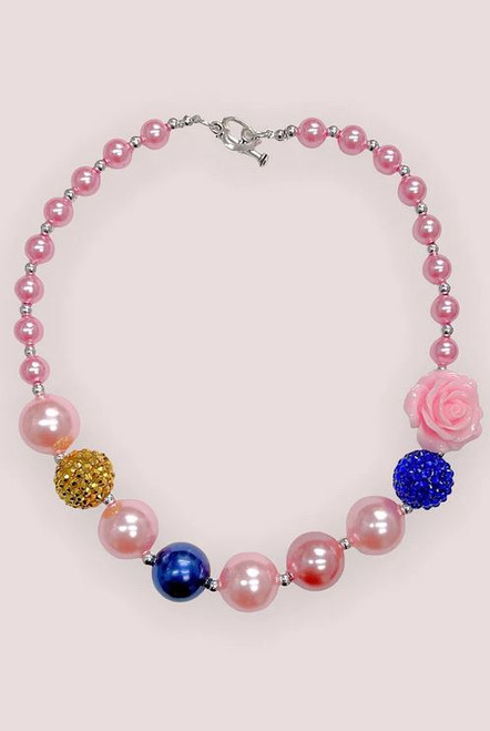 Pink Pearls & Rose Chunky Necklace