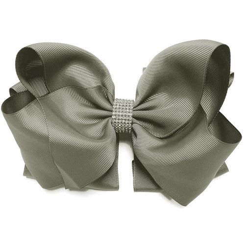 7.5" Dark Grey Rhinestone Hairbow
