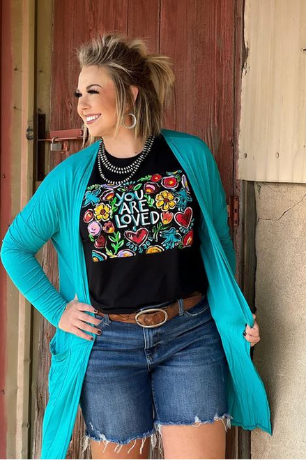 TX True Threads Turquoise Cardigan