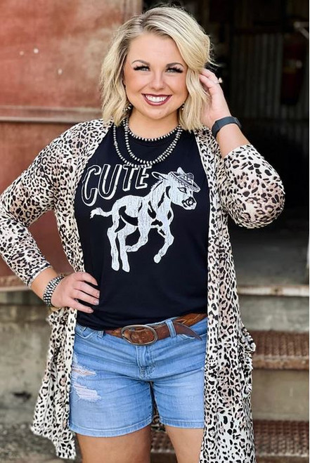 TX True Threads Lilly Leopard Cardigan