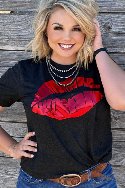 Red Foil Lips Tee