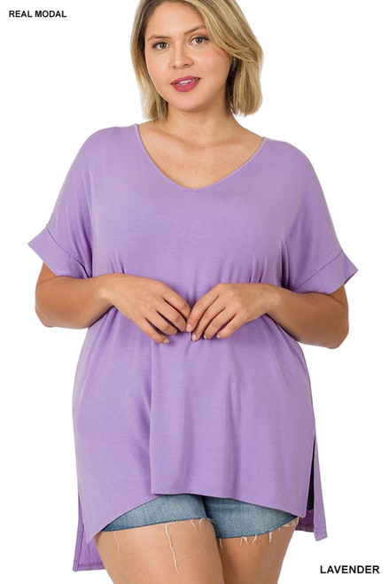 Lavender Vneck Plus Top