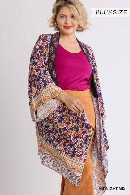 Umgee Midnight Mix Hi-low Plus Kimono