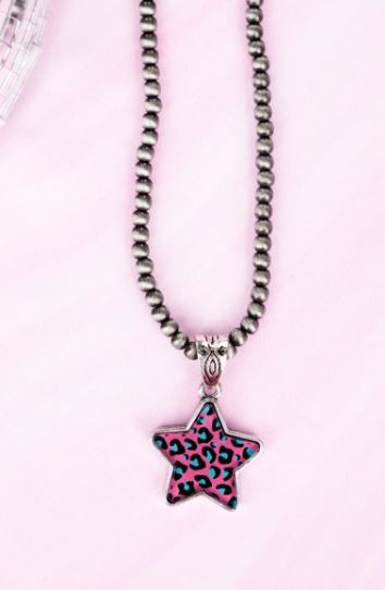 Pink Leopard Star Necklace