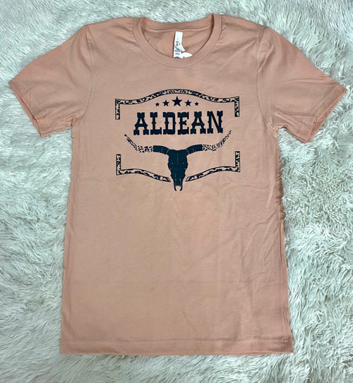 Aldean Bull Skull Heather Peach Tee