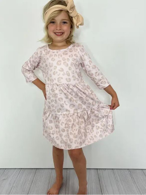 Girls' Blush Leopard Dress