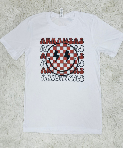 Arkansas Smiley Checkerboard Tee