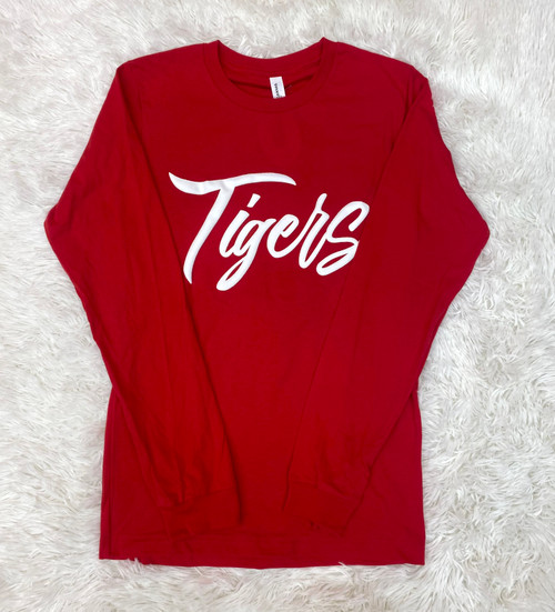 Red Tigers Script Long-sleeve Tee