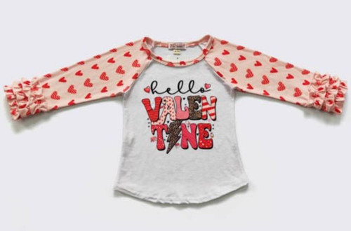 Girls' Hello Valentine Raglan Tee