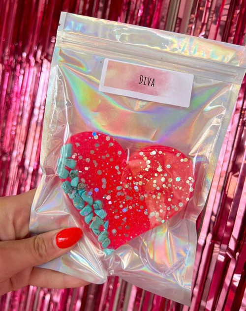 Turquoise Stone Glitter Heart Freshie