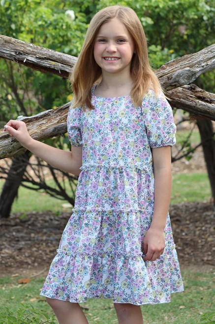 Girls' Spring Floral Ruffled Tier Dress