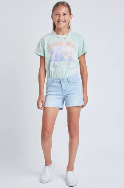 Girls' YMI Light Wash Distressed Shorts