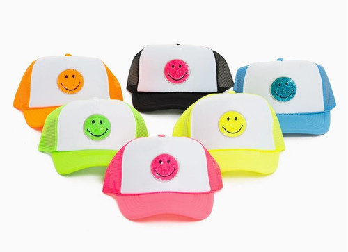 Girls' Smiley Face Patch Trucker Hat