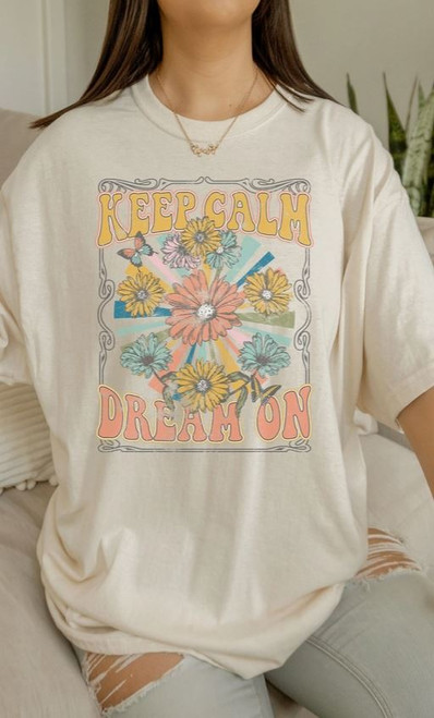 Keep Calm Dream On Oversized Cream Tee