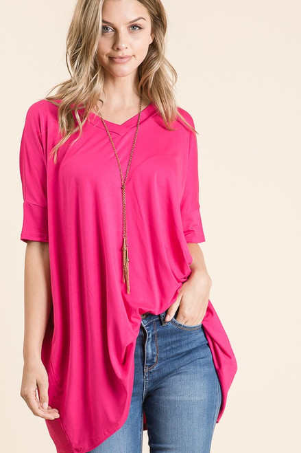Fuchsia Vneck Oversize Tunic