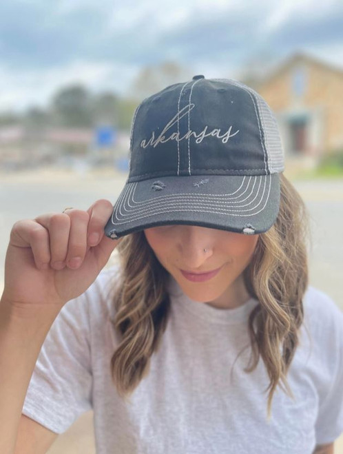 Cursive Arkansas Embroidered Hat