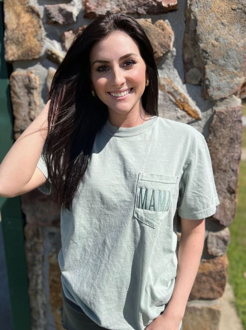 Embroidered Mama Comfort Color Pocket Tee