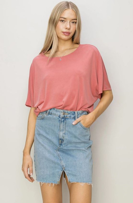 Dusty Rose Elbow Sleeve Top