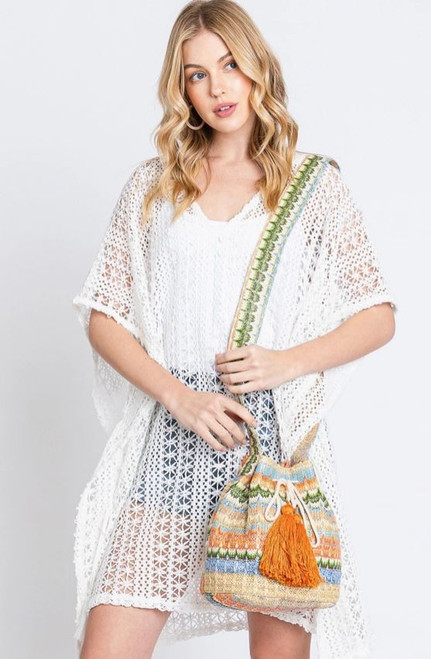 Gracie Multicolor Tassel Bucket Bag