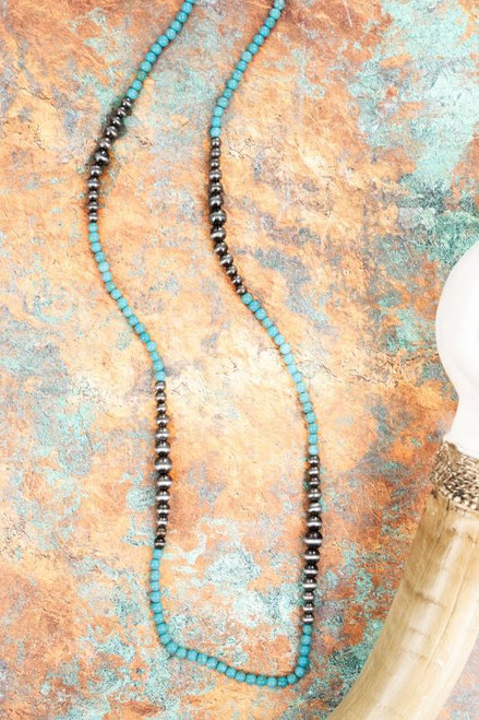 Carbon Creek Turquoise & Silver Bead Necklace